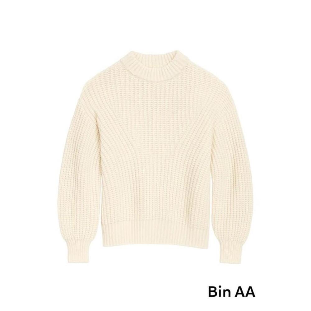 A New Day Cream Chunky Knit Sweater – XS – Cozy Ribbed Pullover – Bin AA 🦋